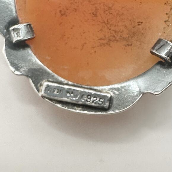 Cameo Sterling Silver Brooch Pin Victorian Ladies Head Profile Vintage Jewelry - Picture 5 of 12